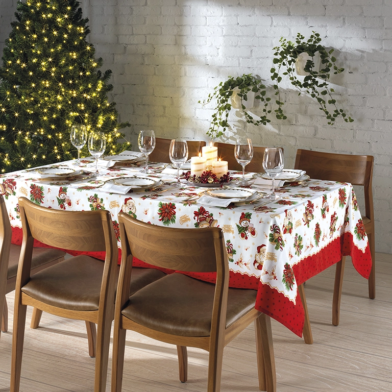 Toalha Mesa Natal Athenas 4 Lugares 140x140cm 30005866 Dohler