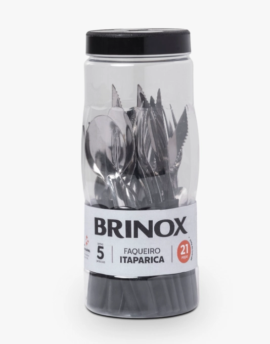 Faqueiro Itaparica Pote 21pcs Preto 6000/711 Brinox