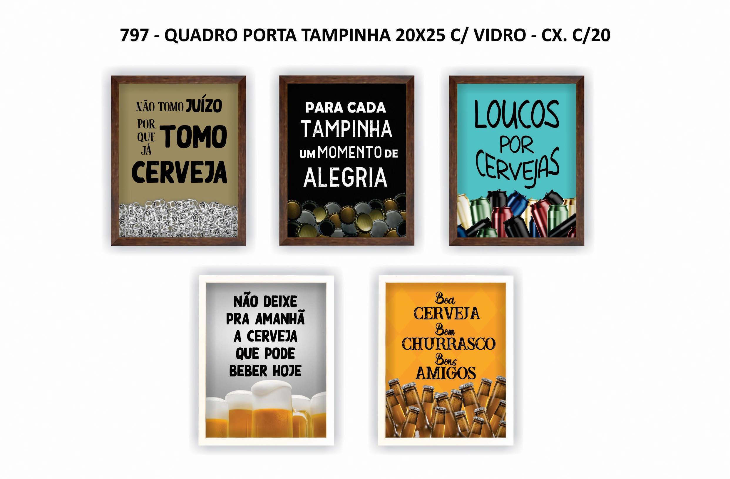 Quadro Porta Tampinha Vidro Pintado Luxo 20x25 797 Art Frame