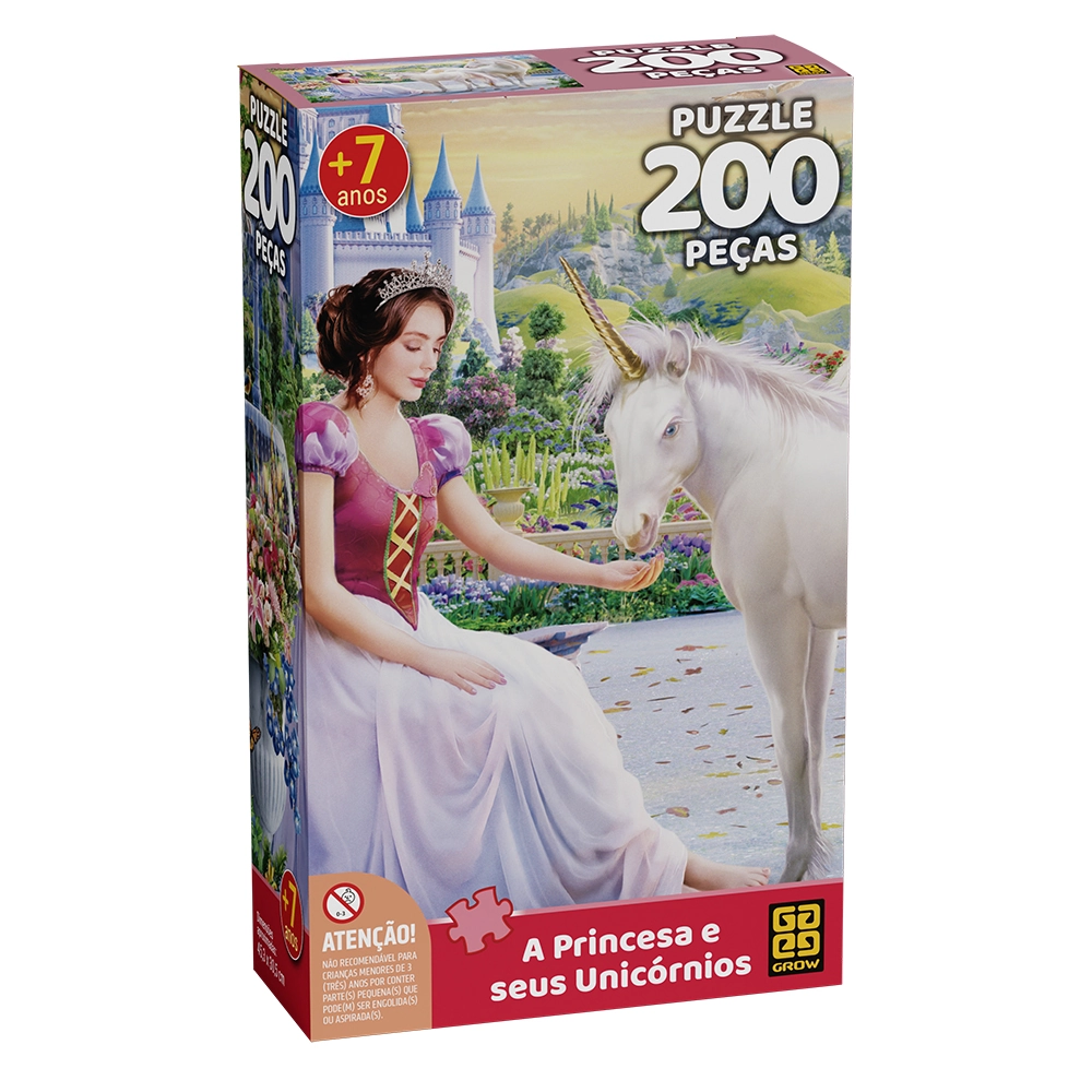 Quebra Cabeca Princesa Seus Unicornios P200 4243 Grow