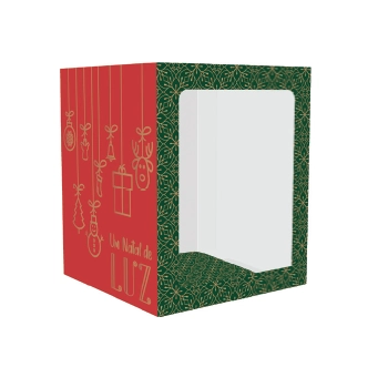 Caixa Mini Panetone Tampa C/visor Transp Natal Luz