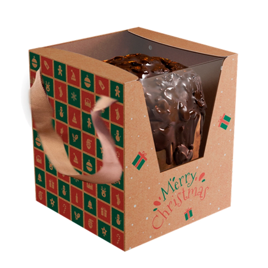 Caixa Panetone C.visor E Alca Basic Natal Kraft 24 5075 Ideia