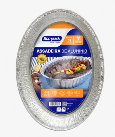 Assadeira Aluminio Bompack 4000ml Oval