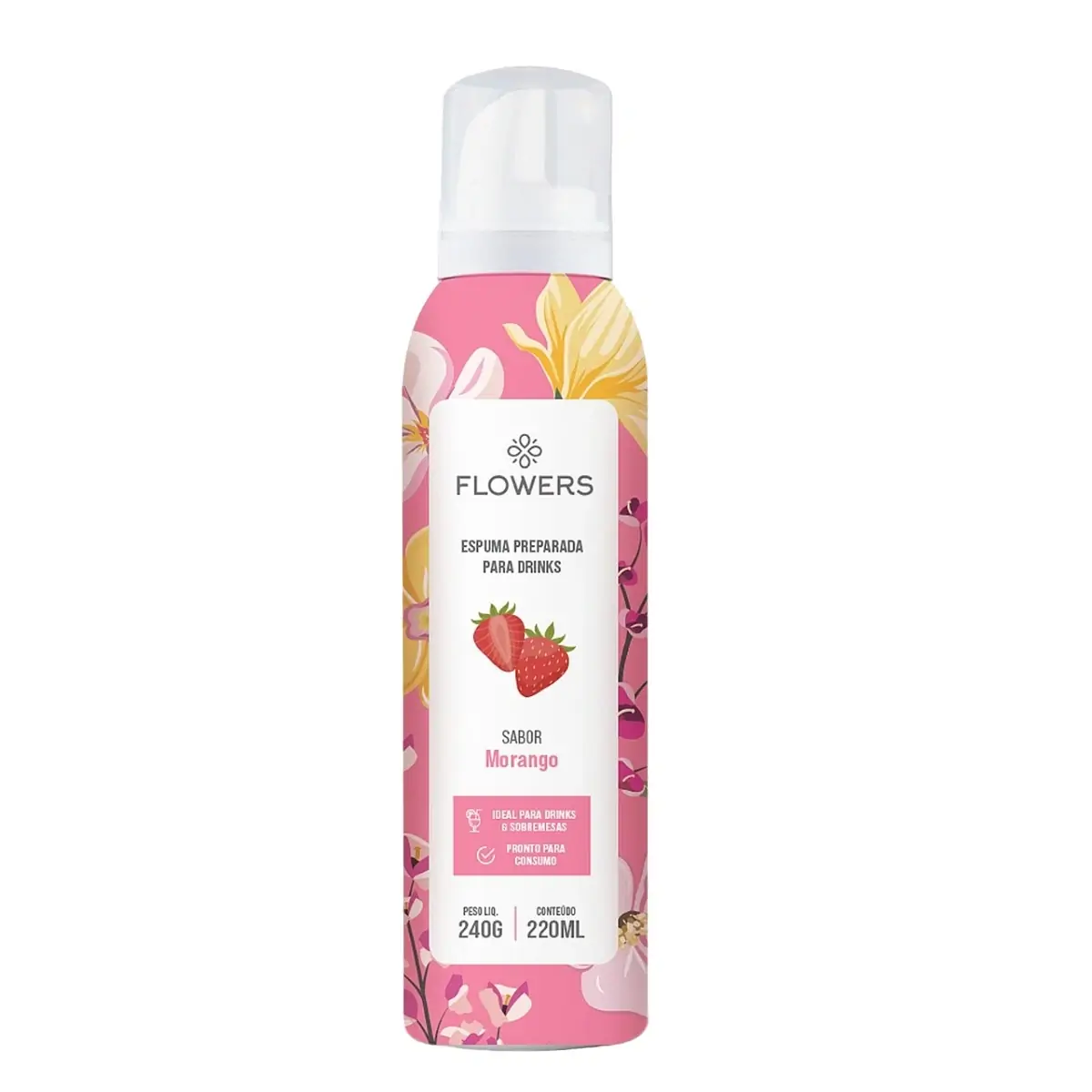 Espuma Para Drinks Flowers 240g Morango