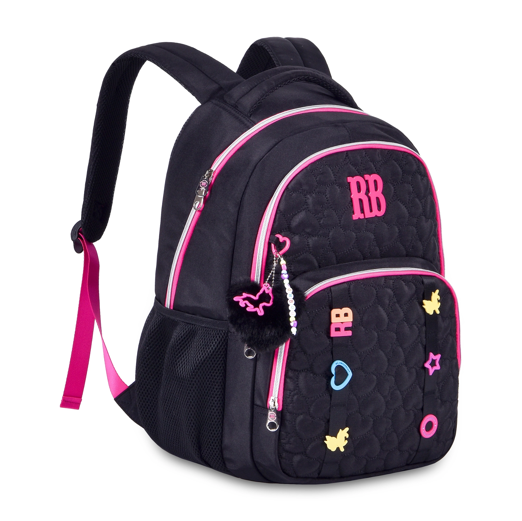 Mochila Juvenil Feminina Rb Preta Rosa Rb24536 Semax