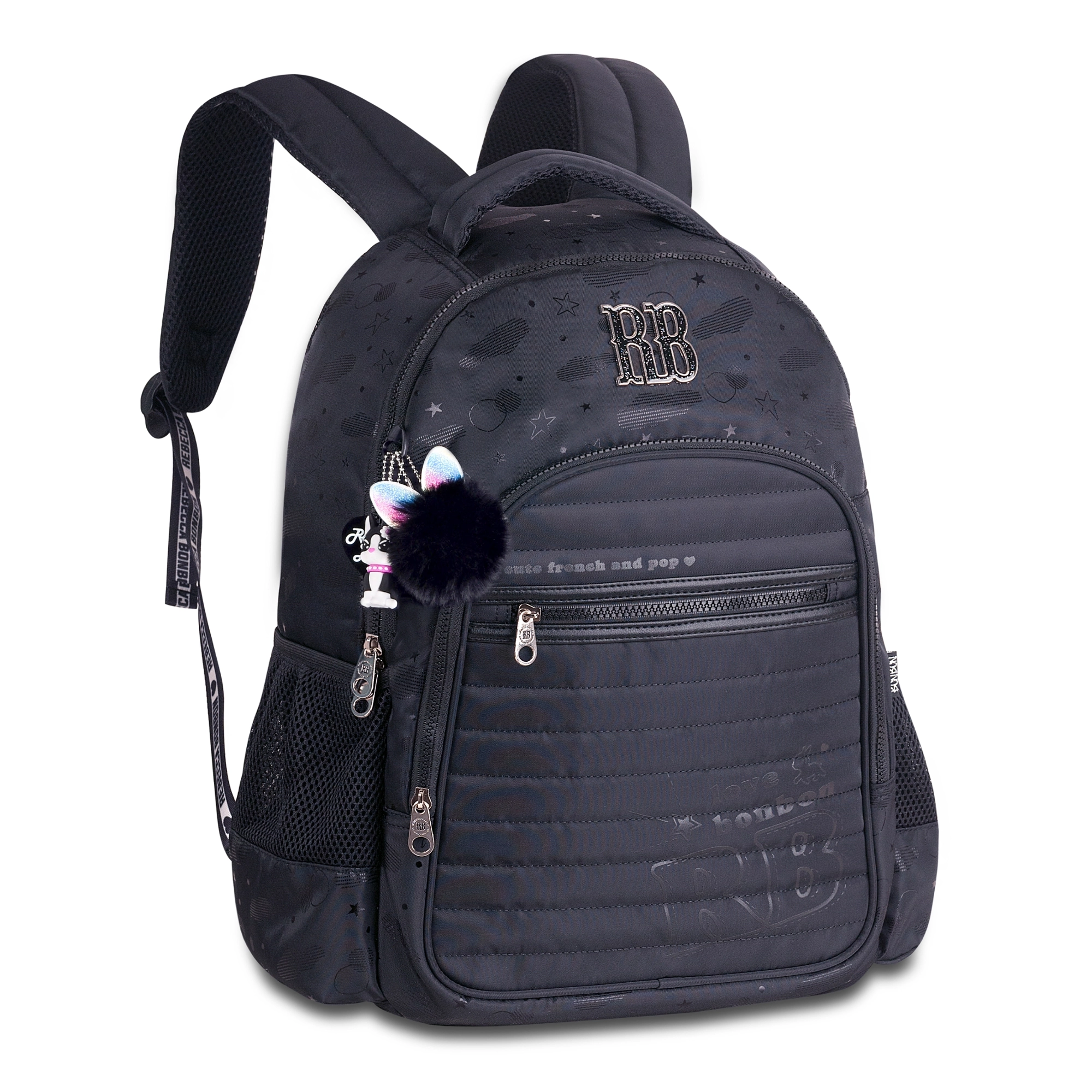 Mochila Juvenil Feminina Rb Preta Rb24589 Semax
