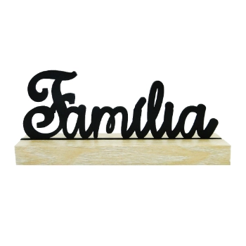Enfeite Palavra Familia C/base Madeira 20x8cm
