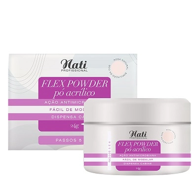 Po Acrilico Nati Profissional P/unhas Flew Powder Rosa 24g