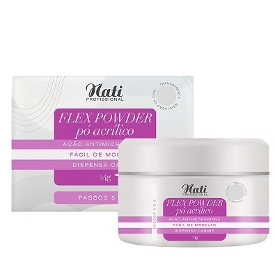Po Acrilico Nati Profissional P/unhas Flew Powder Transparente 24g