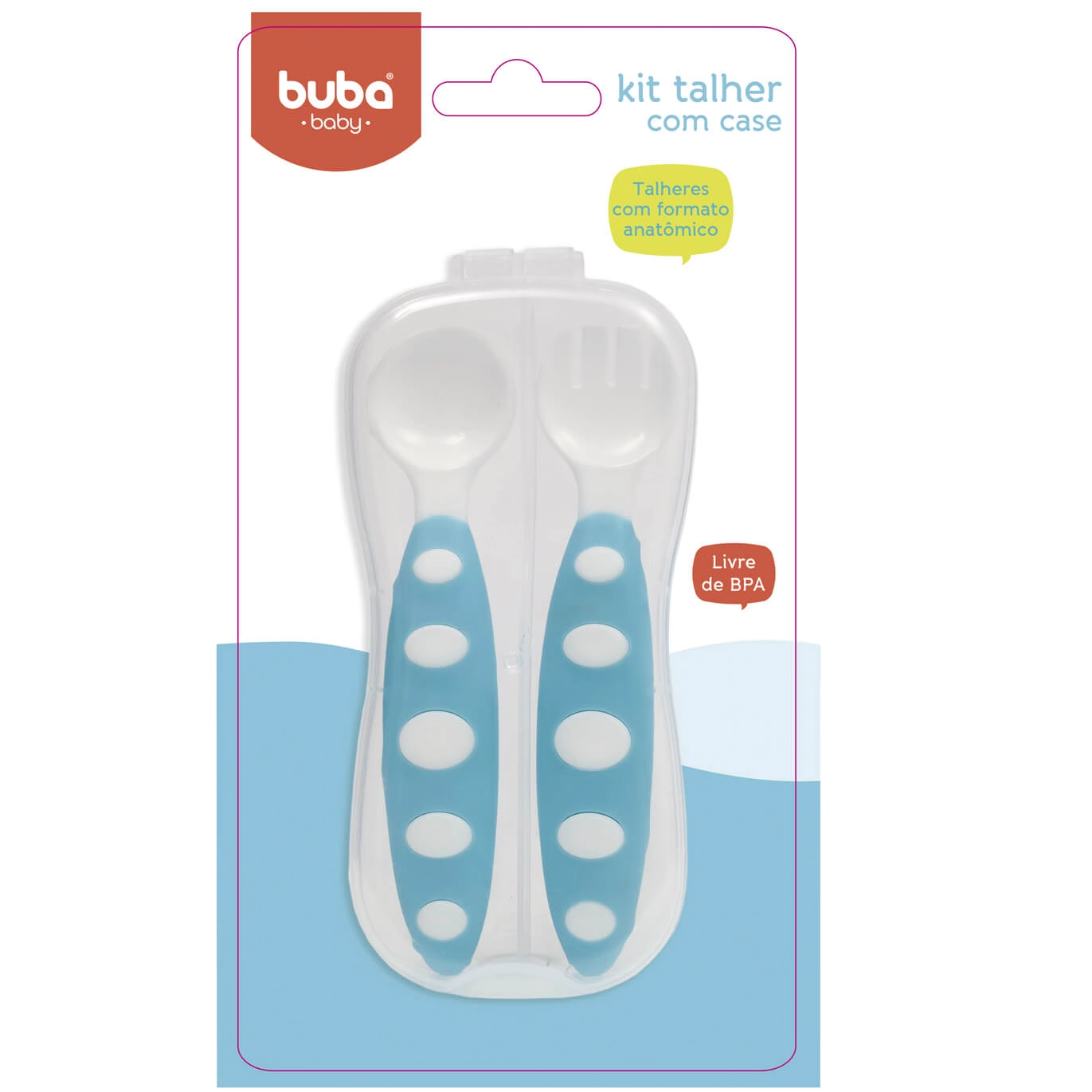Kit Talher Com Case Azul Buba