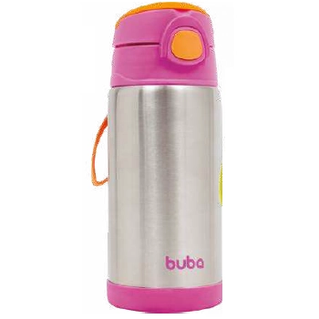 Garrafa Termica Parede Dupla 400ml Rosa Buba