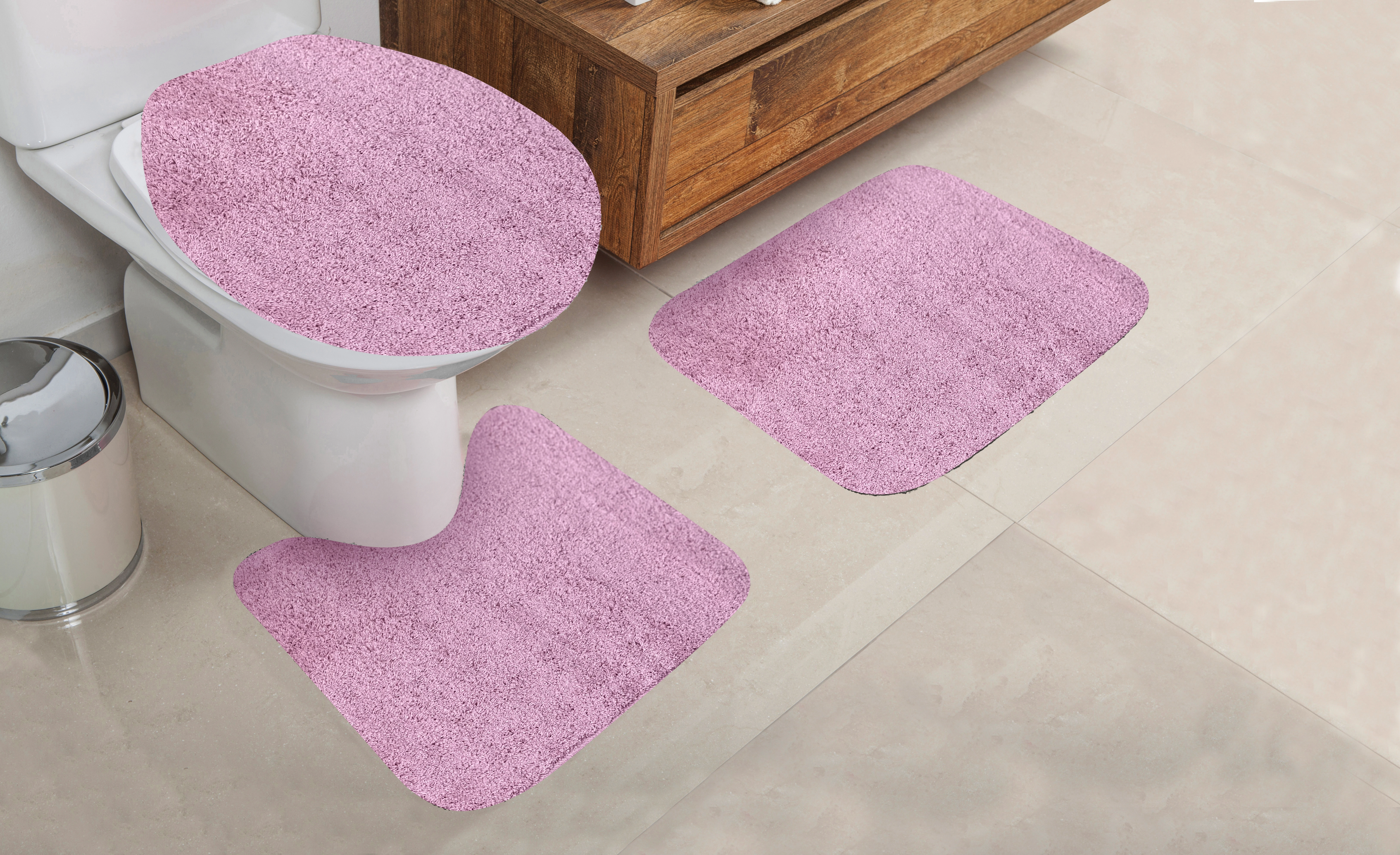 Kit Tapete Banheiro Color Pop Algodao Rosa 3pcs 8069 00017 Junior