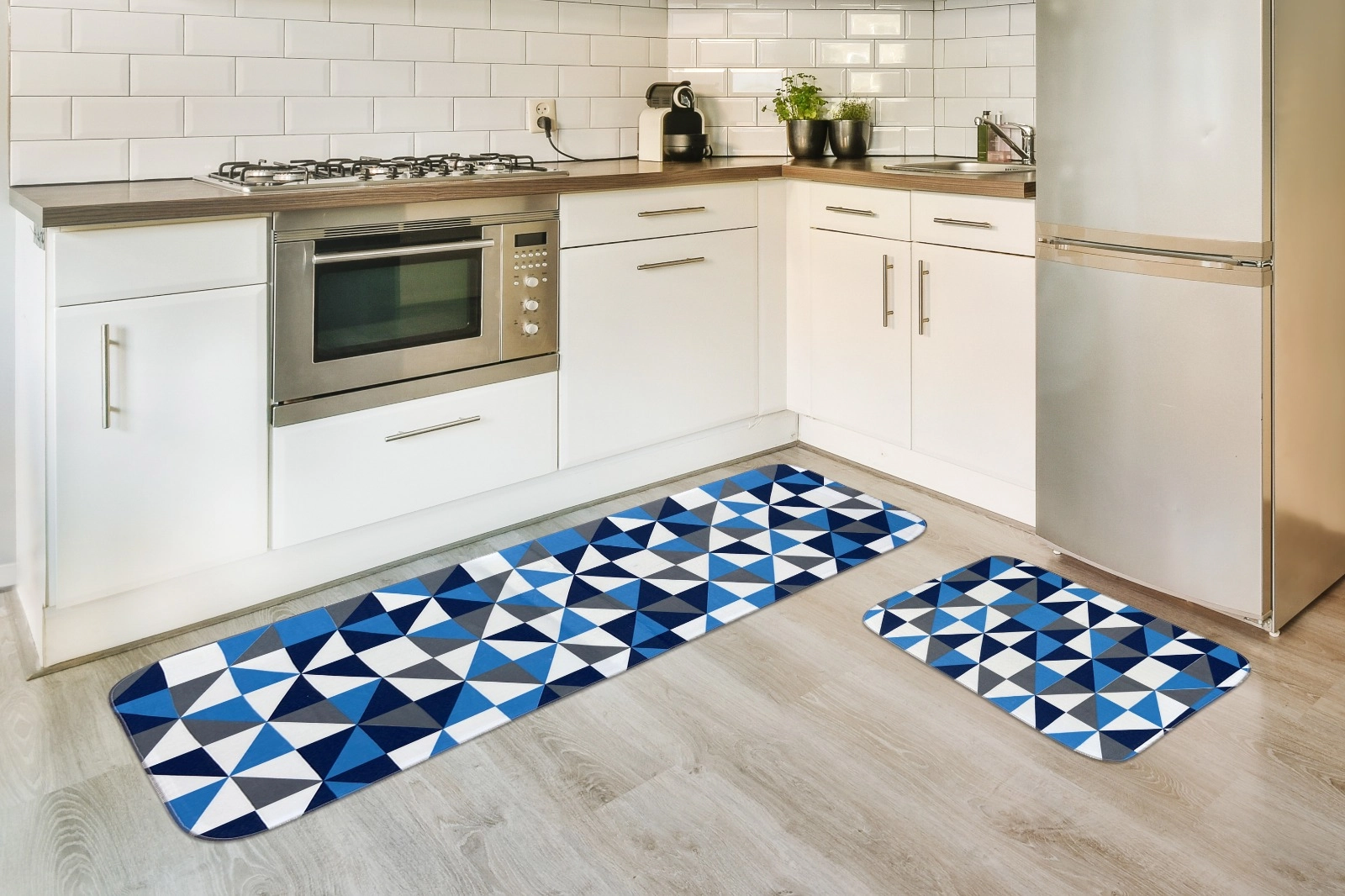 Kit Tapete Cozinha Pop Geometrico Azul 2pcs 2869 10007 Junior