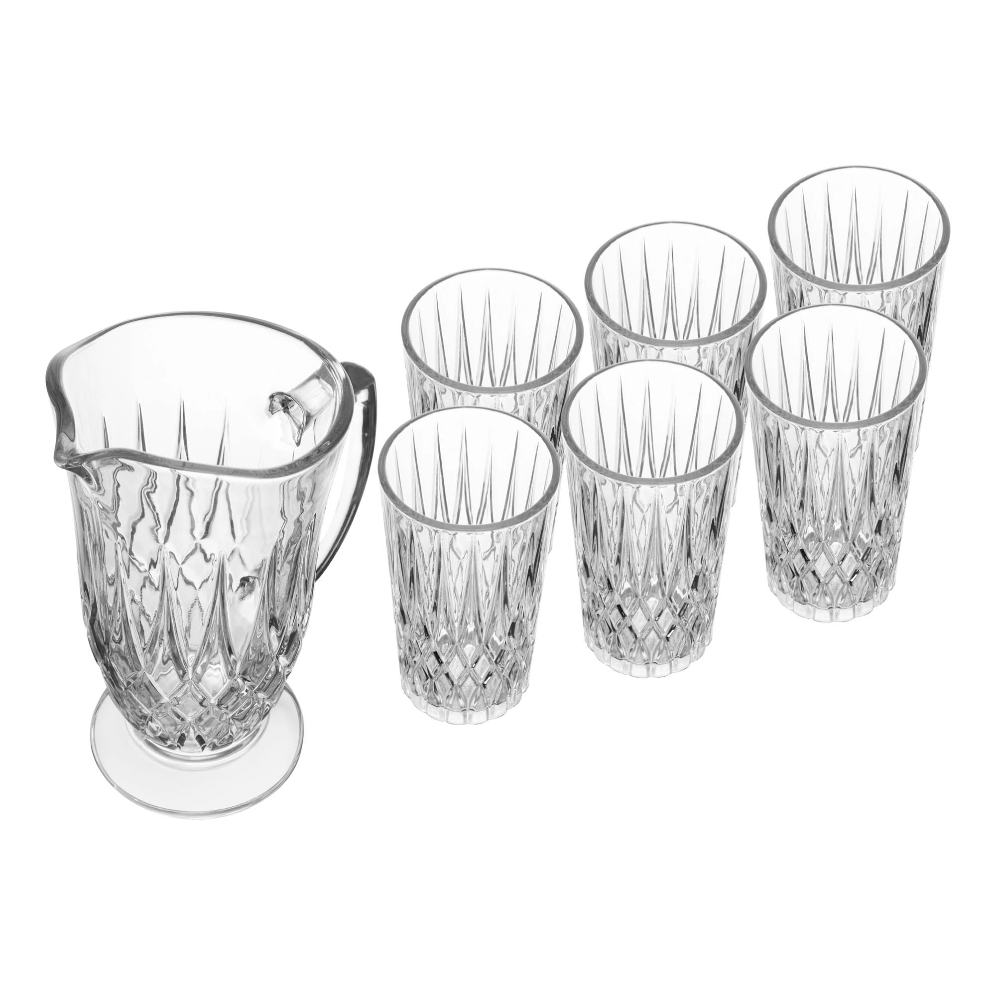 Cj Jarra C/6 Copos Vd Diamante 1l/300ml Lyor