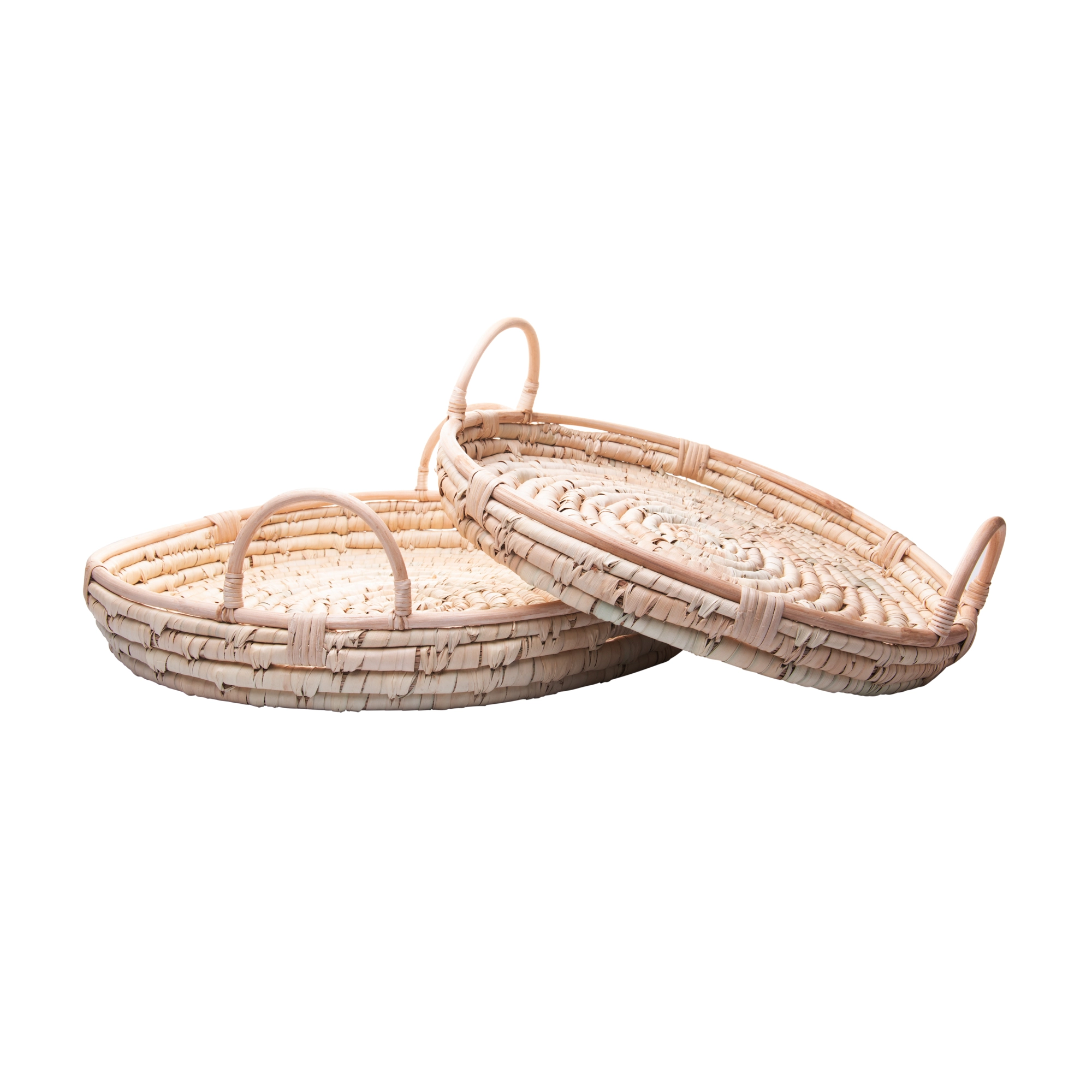 Jogo Bandeja Redonda Fibra Natural Alca 2un 40cm 220243 Lyor