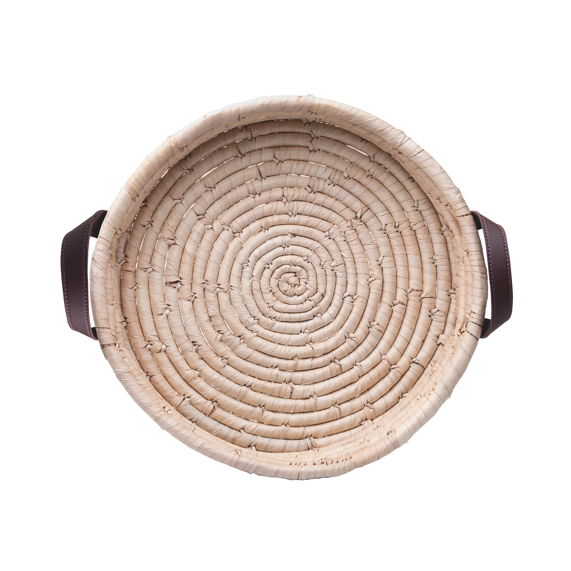 Bandeja Redonda Fibra Natural Alca Couro 2un 40cm 220244 Lyor