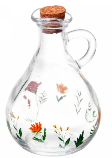 Galheteiro Vidro Tampa Rolha Flora 320ml 220267 Lyor