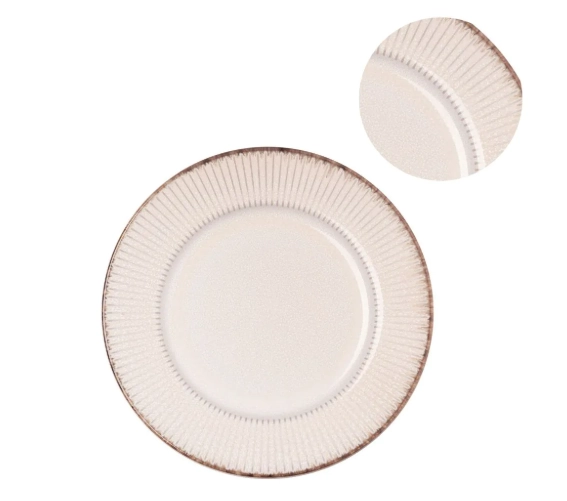 Prato P/sobremesa De Ceramica Linear Lyor 20cm Branco