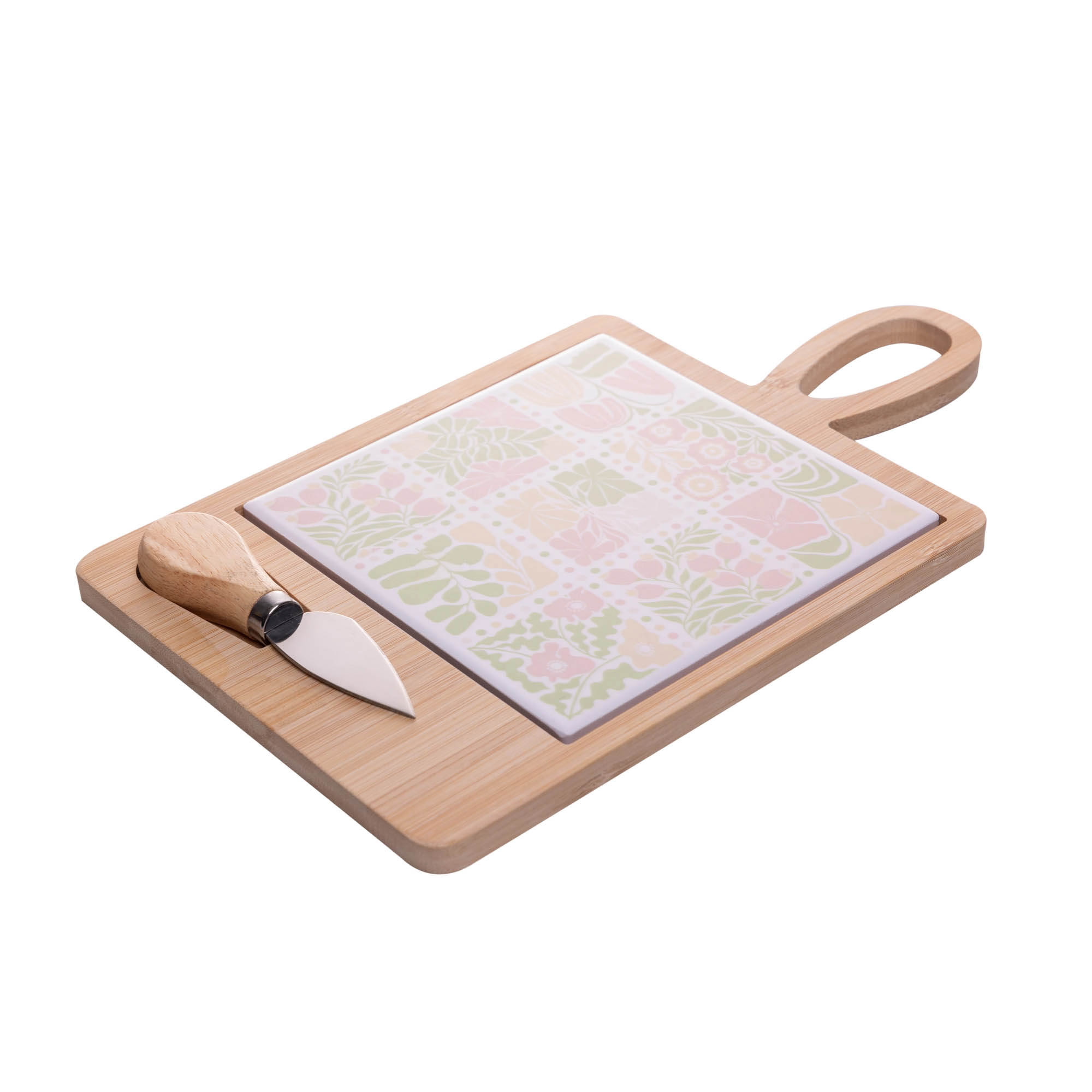 Kit Queijo Tabua Faca Floral 30x17cm 3pcs 220946 Rojemac