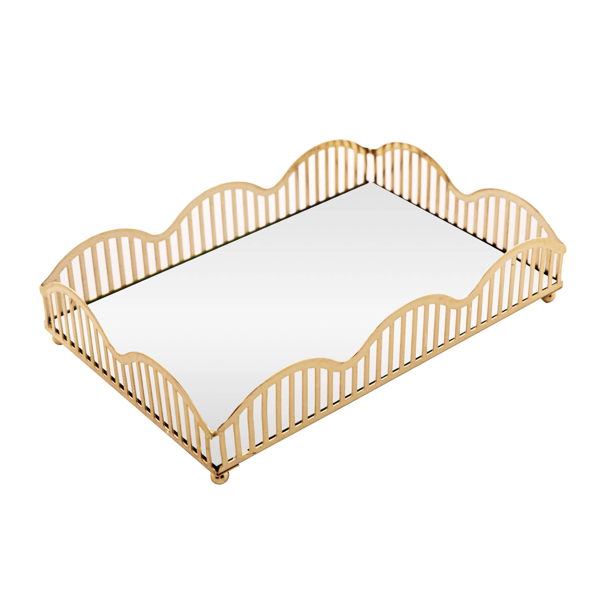 Bandeja Espelho Wave Dourada 21x14cm 221013 Lyor