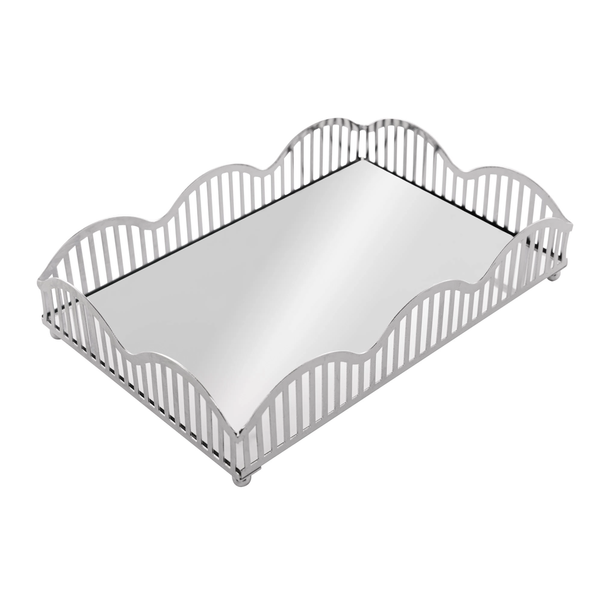 Bandeja Espelho Wave Prateada 21x14cm 221015 Rojemac