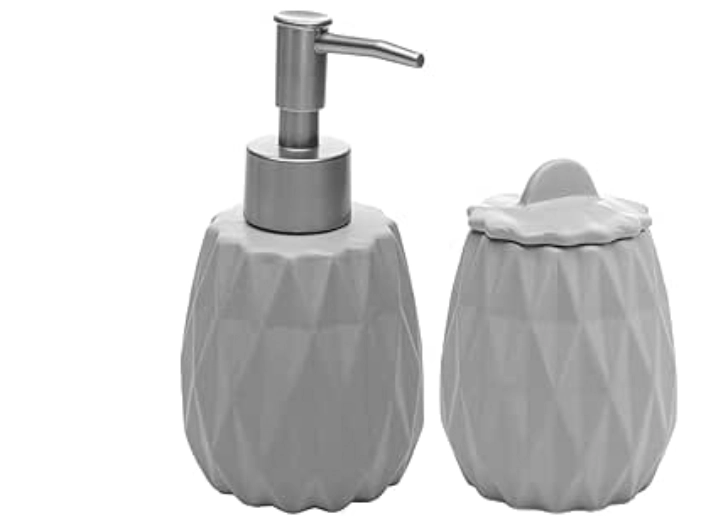 Kit Banheiro Ceramica Ananas Cinza 2pcs 221675 Lyor