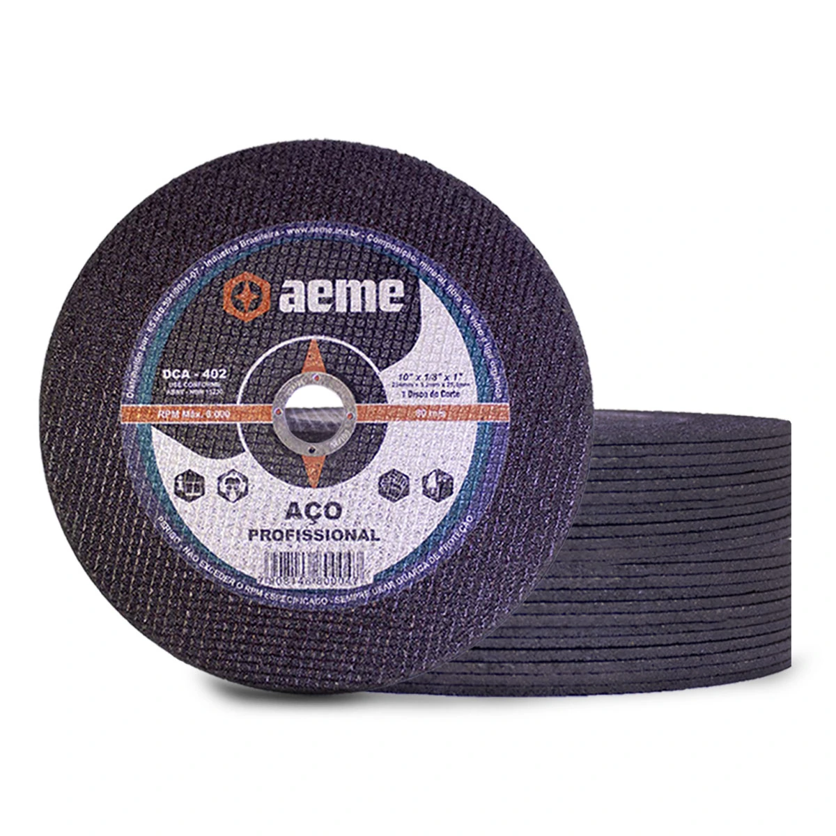 Disco Corte Aeme Aço Dca 402 10x1/8x1 2t (254x3.2x25.4) 50 Unidades