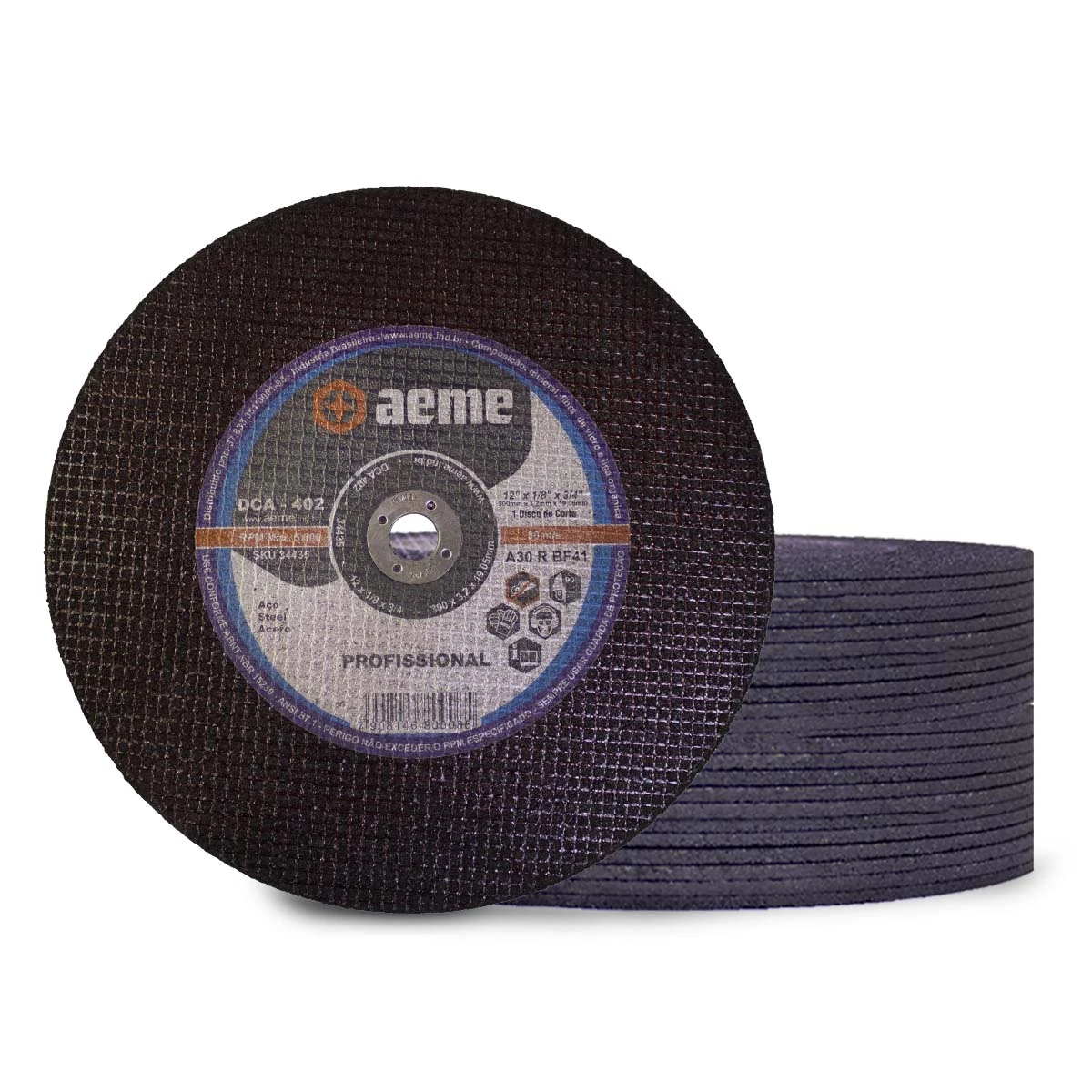 Disco Corte Aeme Aço Dca 402 12x1/8x3/4 2t (300x3.2x19.05) 25 Unidades
