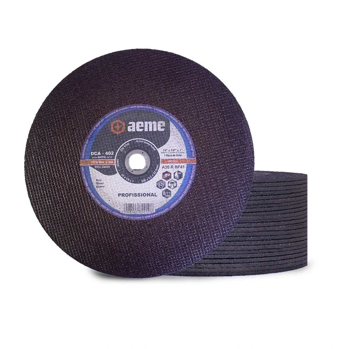 Disco Corte Aeme Aço Dca 402 14x1/8x1 2t (355x3.2x25.4) 25 Unidades