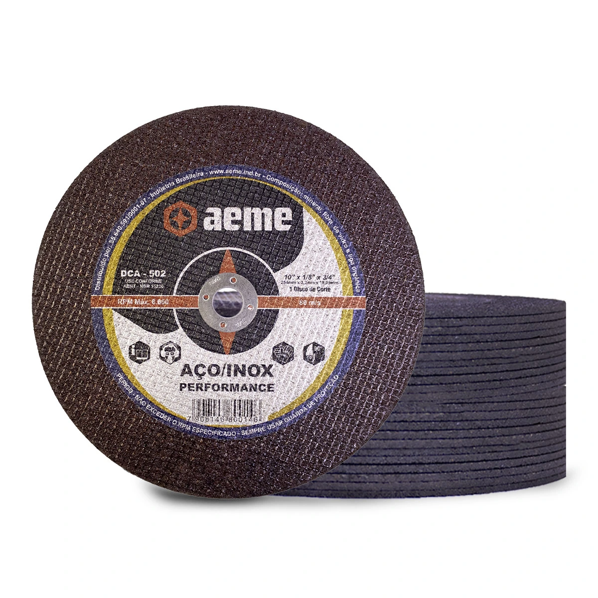 Disco Corte Aeme Aço Dca 502 10x1/8x3/4 2t (254x3.2x19.05) 50 Unidades