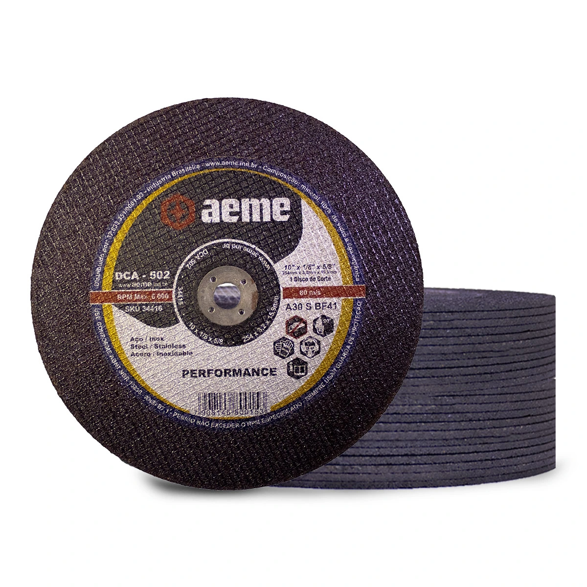 Disco Corte Aeme Aço Dca 502 10x1/8x5/8 2t (254x3.2x15.9) 50 Unidades