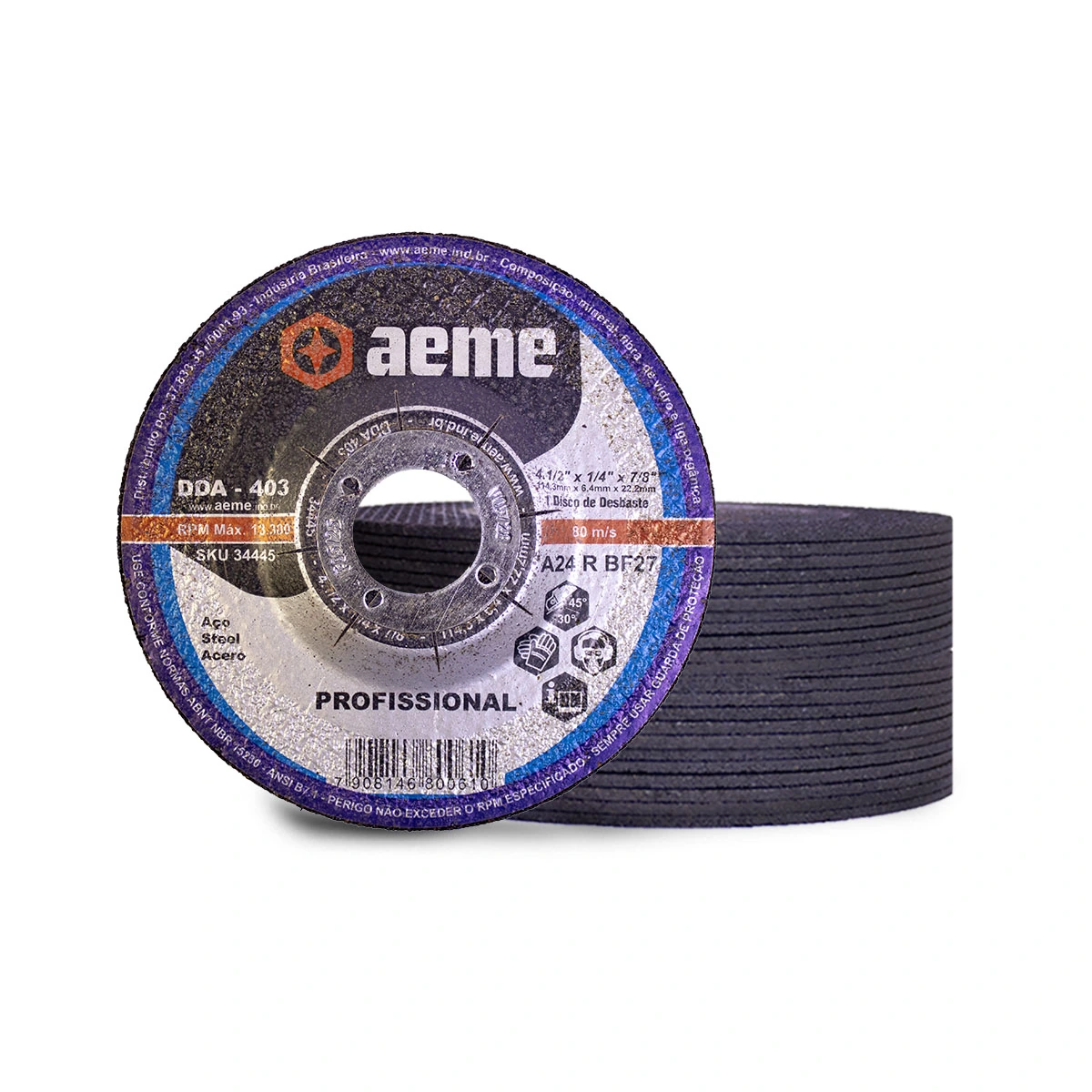 Disco Desbaste Aeme Aço Dda 403 4.1/2x1/4x7/8 (114.3x6.4x22.22) 100 Unidades