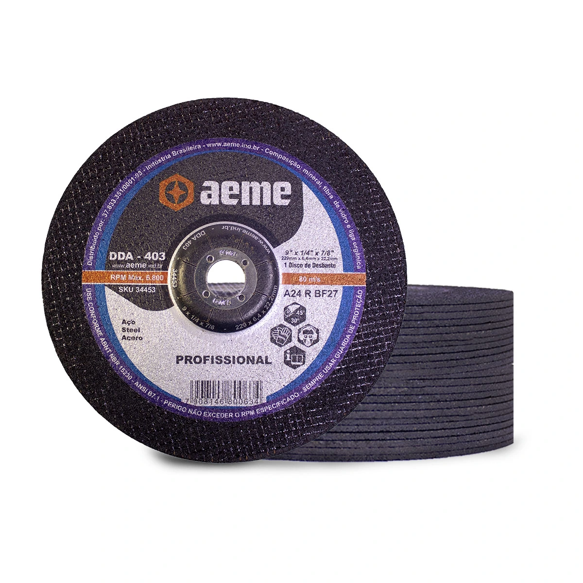 Disco Desbaste Aeme Aço Dda 403 9x1/4x7/8 (230x6.4x22.22) 25 Unidades