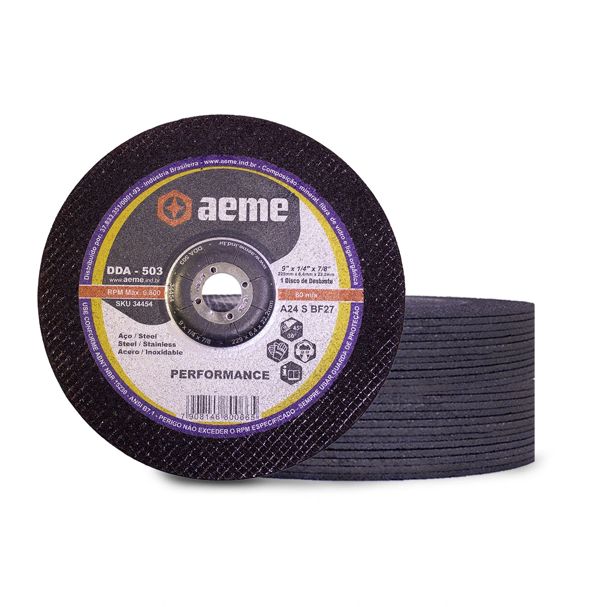 Disco Desbaste Aeme Aço/inox Dda 503 9x1/4x7/8 (230x6.4x22.22) 25 Unidades
