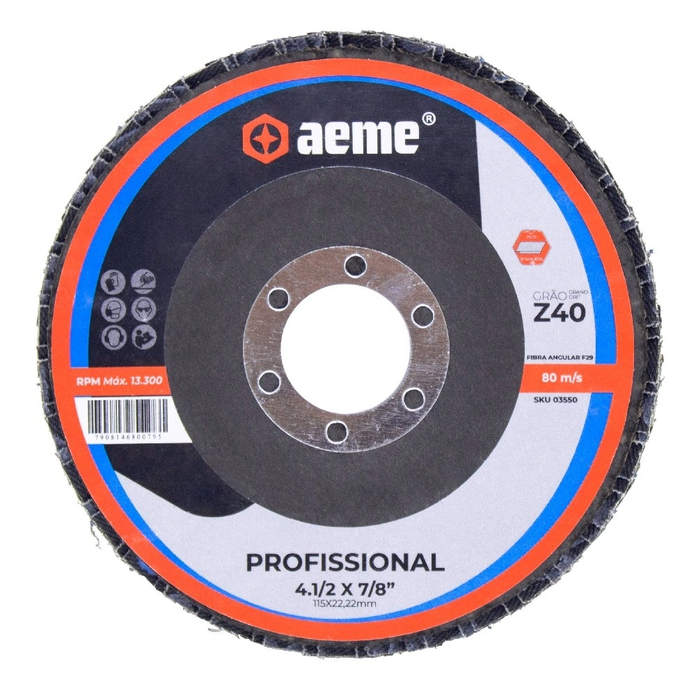 Disco Flap Aeme Profissional Fibra Angular 4.1/2" (115mm) 10 Unidades - 40