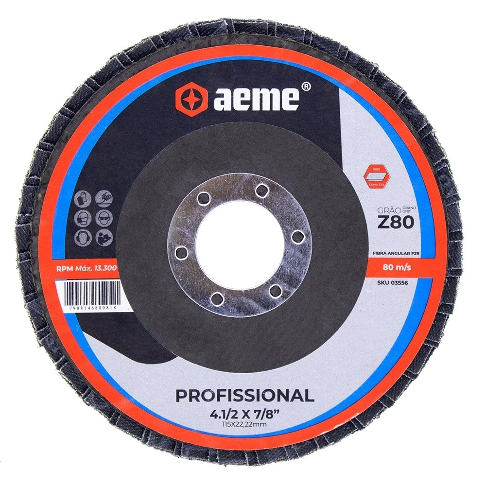 Disco Flap Aeme Profissional Fibra Angular 4.1/2" (115mm) 10 Unidades - 80