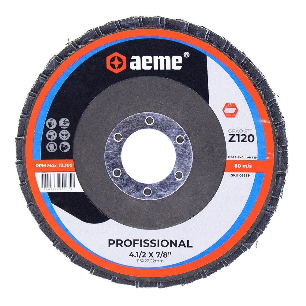 Disco Flap Aeme Profissional Fibra Angular 4.1/2" (115mm) 10 Unidades - 120