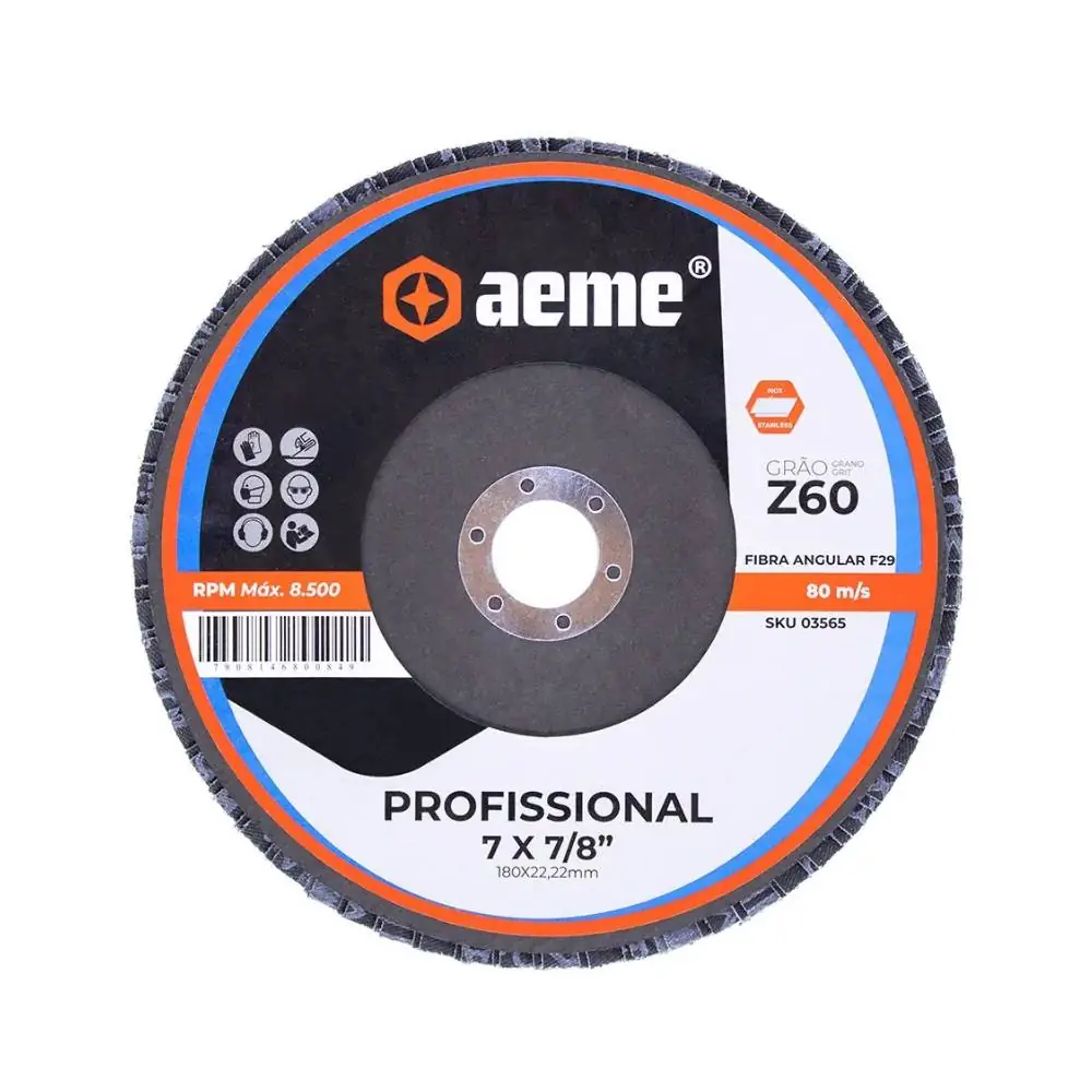 Disco Flap Aeme Profissional Fibra Angular 7" (180mm) 5 Unidades - 60