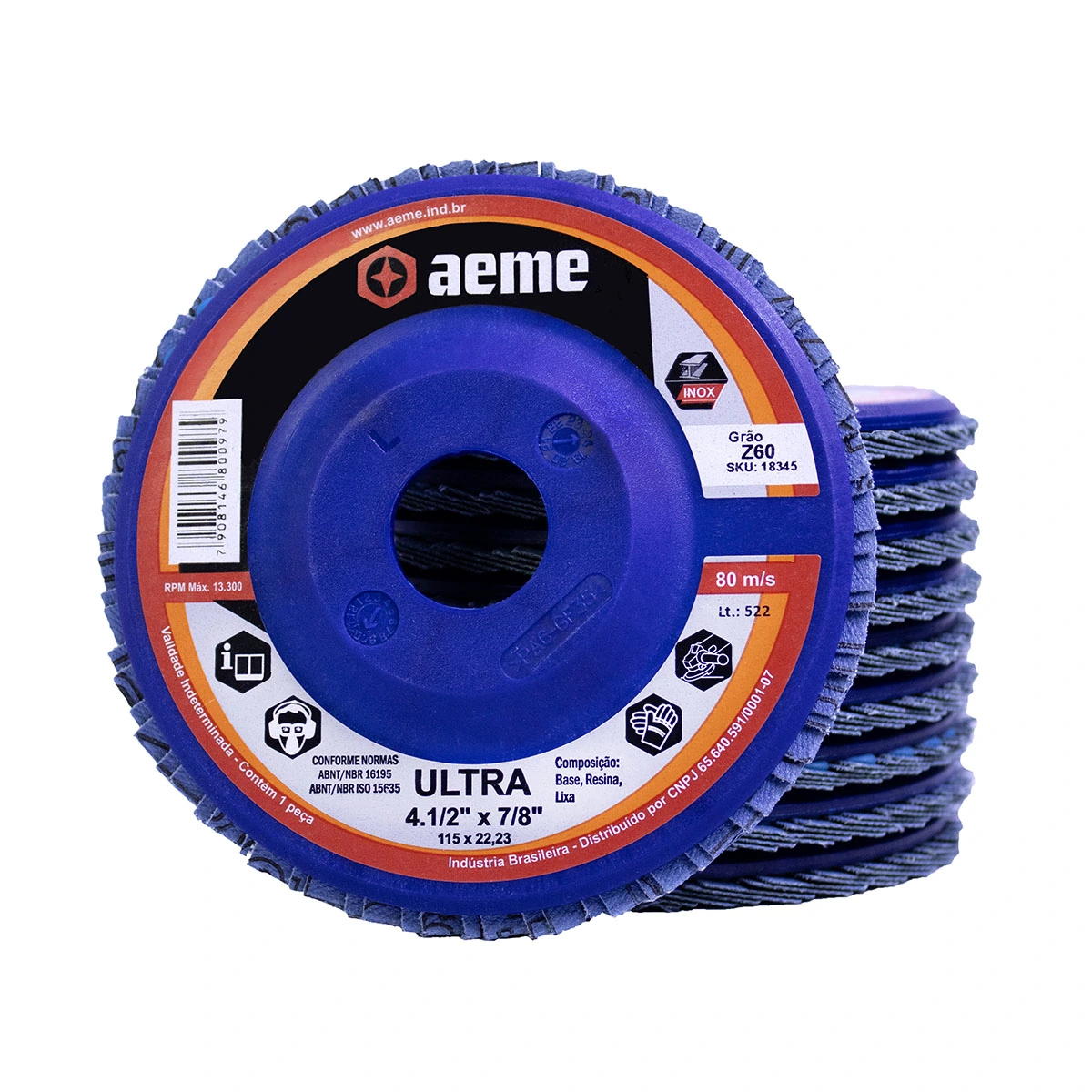 Disco Flap Aeme Ultra Nylon Reto Zircônio 4.1/2" (115mm) 10 Unidades - 60