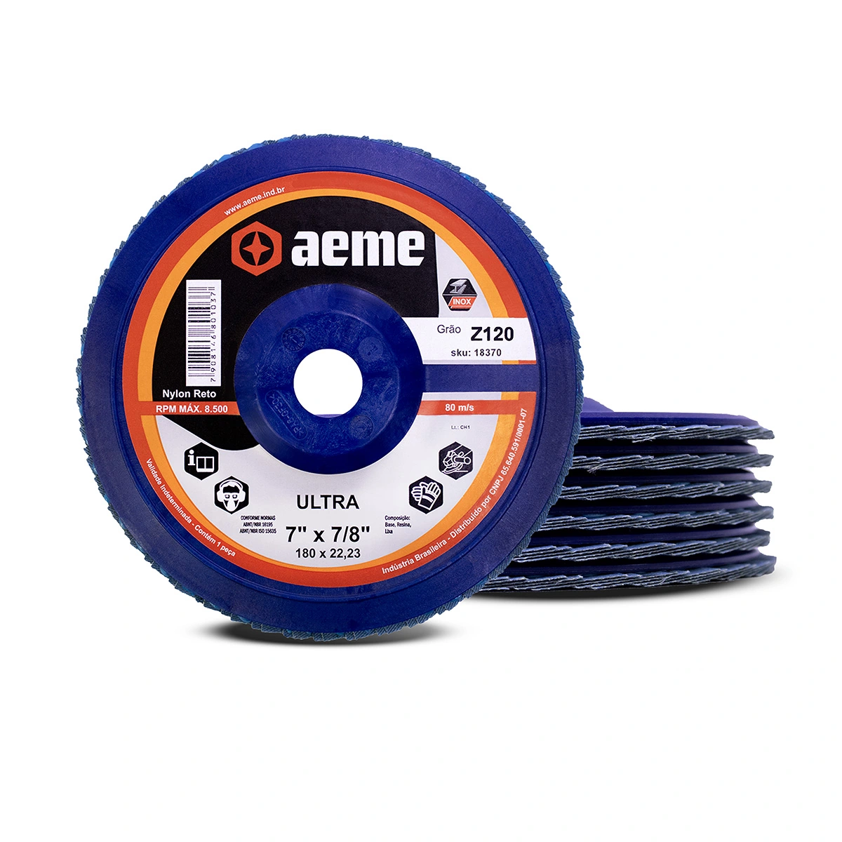 Disco Flap Aeme Ultra Nylon Reto Zircônio 7" (180mm) 5 Unidades - 120