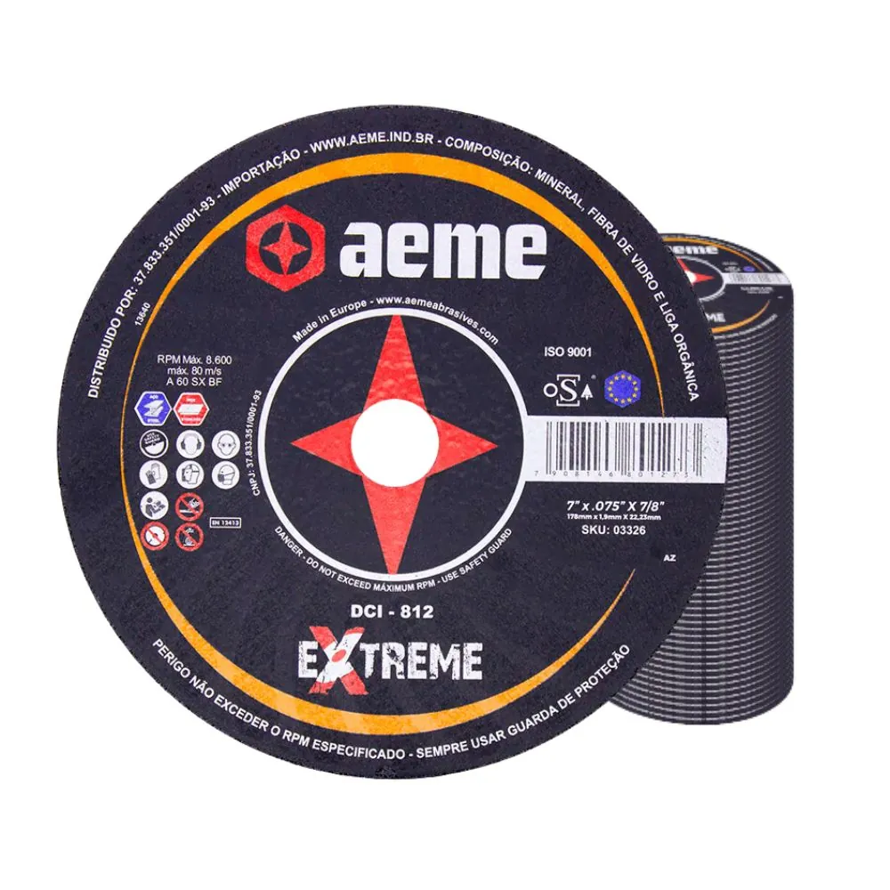 Disco Corte Fino Aeme Dci-812 Extreme 7x075x7/8 (178x1.9x22.22) 50 Unidades