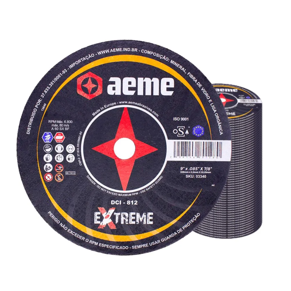 Disco Corte Fino Aeme Dci-812 Extreme 9x085x7/8 (229x2.2x22.22) 50 Unidades