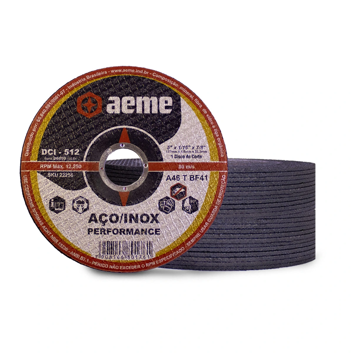 Disco Corte Fino Aeme Dci 512 5x1/16x7/8 (127x1.6x22.22) 50 Unidades