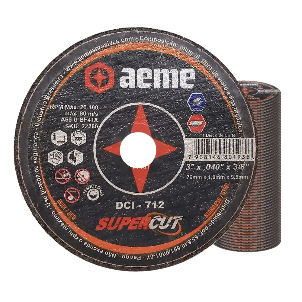 Disco Corte Fino Aeme Dci 712 3x40x3/8 (76x1.00x9.5) 50 Unidades