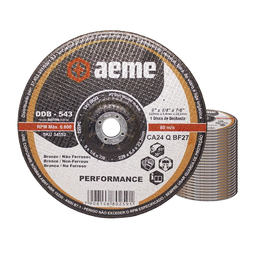 Disco Desbaste Aeme Bronze Ddb 543 7x1/4x7/8 (180x6.4x22.22) 25 Unidades