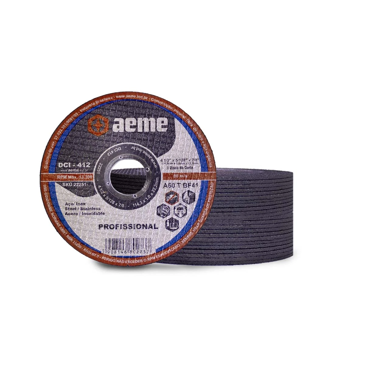 Disco Corte Fino Aeme Dci 412 4.1/2x5/128x7/8 (115x1.0.22.22) 50 Unidades