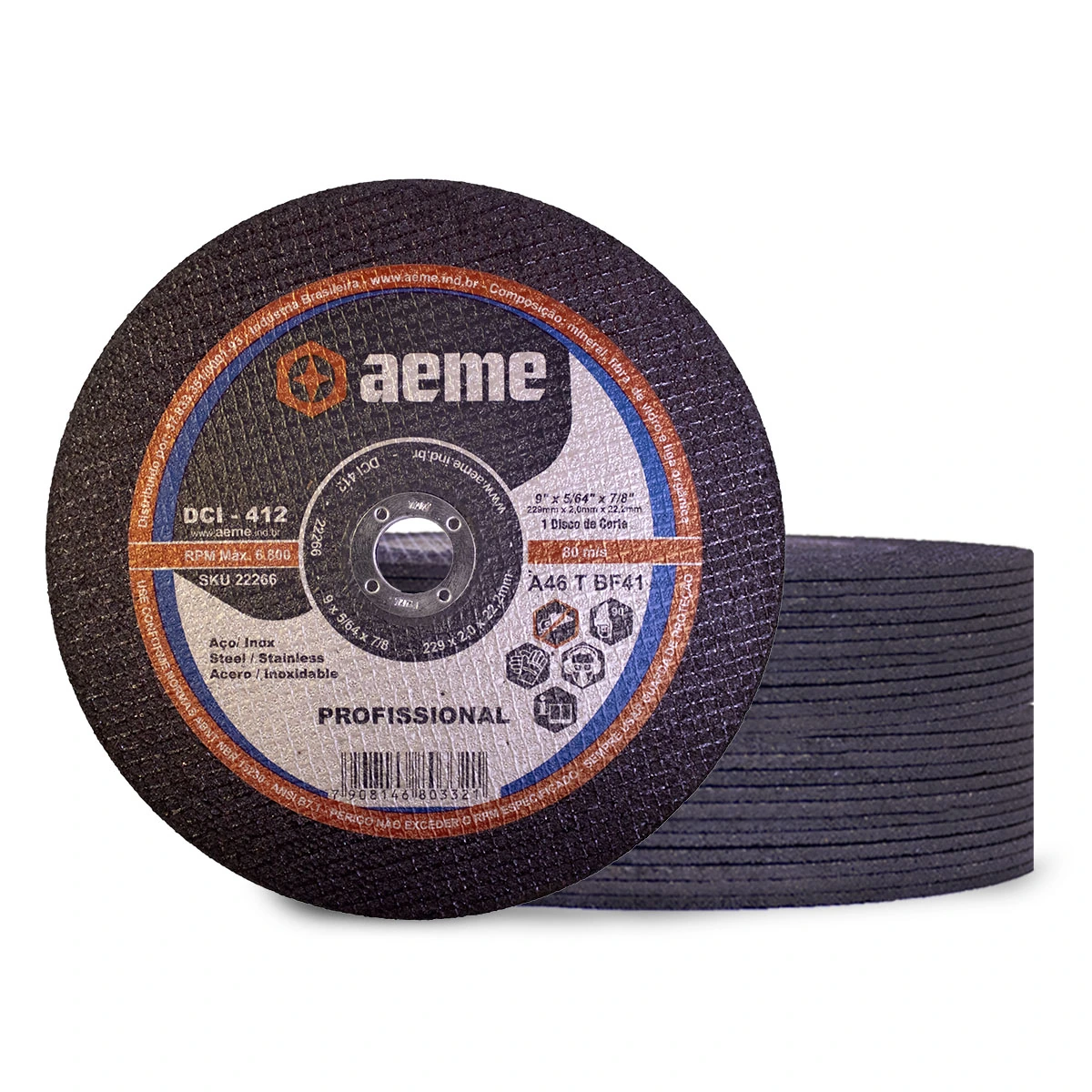 Disco Corte Fino Aeme Dci 412 9x5/64x7/8 (230x2.0x22.22) 50 Unidades