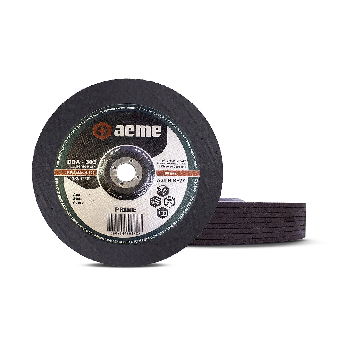 Disco Desbaste Aeme Aço Dda 303 9x1/4x7/8 (230x6.4x22.22) 25 Unidades