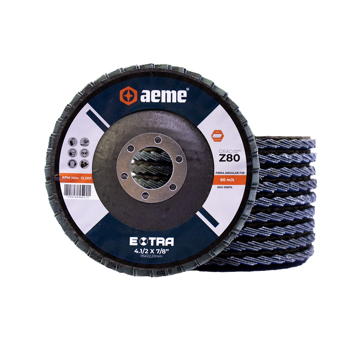 Disco Flap Aeme Extra Fibra Angular Zircônio 4.1/2" (115mm) 10 Unidades - 36