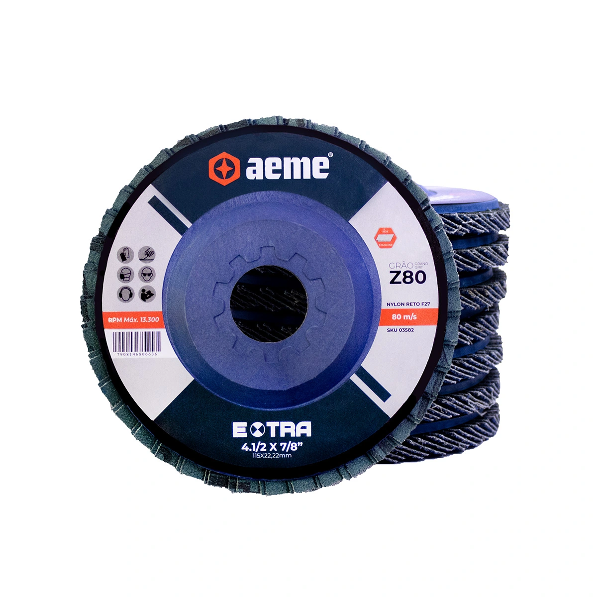Disco Flap Aeme Extra Nylon Reto Zircônio 4.1/2" (115mm) 10 Unidades - 80